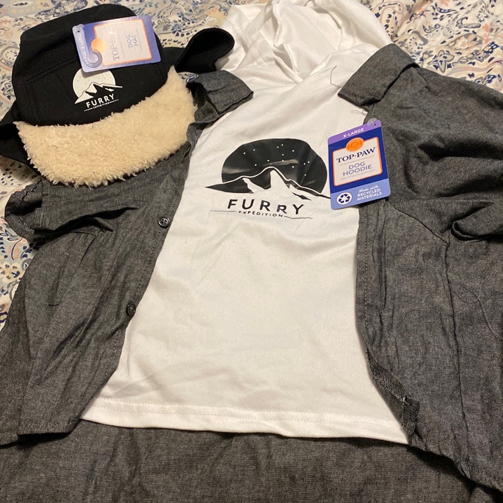 Top paw dog hoodie and‎ hat set